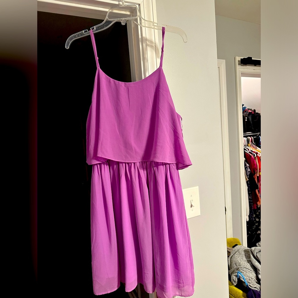 Purple flowy mini dress